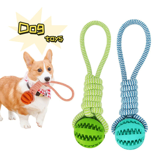 Dog Toys Balls Interactive Treat Rope Rubber Leaking Balls For Small Medium Dogs Chewing Bite Resistant Pet Tooth Cleaning - ScoutSnouts