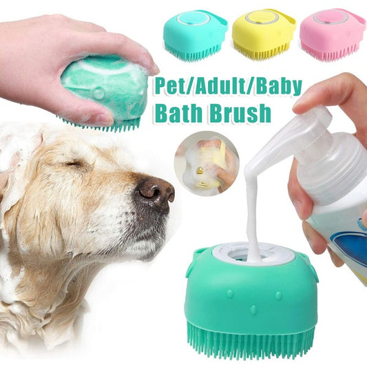 Silicone Dog Bath Massage Gloves Brush Pet Cat Bathroom Cleaning Tool Comb Brush For Dog Can Pour Shampoo Dog Grooming Supplies - ScoutSnouts