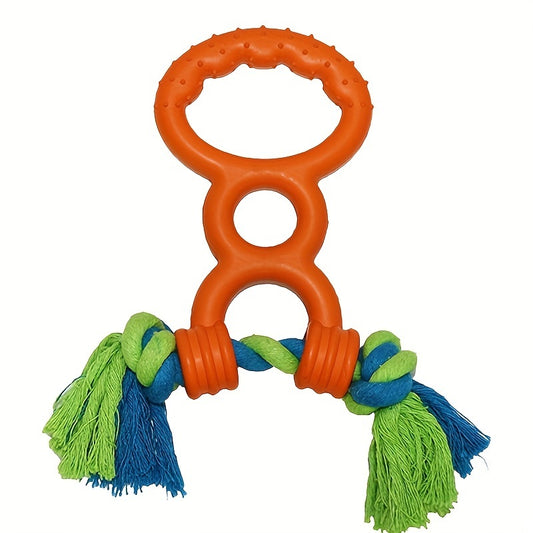 Rubber Two Loops Half Drawstring Dog Toy Rubber Pull Ring Grinding Teeth Bite Resistant Chew Interactive Knot Toy Throw Outdoor Training Pet Toy - ScoutSnouts