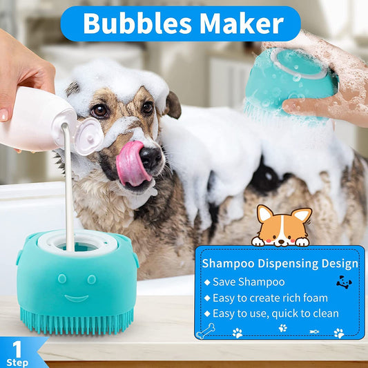 3-piece Set Dog Bath Brush Shampoo Brush Massage Brush With Adjustable - ScoutSnouts