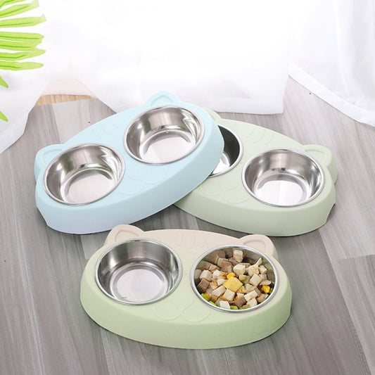 Dog Bowls Double Dog Water And Food Bowls Stainless Steel Bowls With Non-Slip Resin Station, Pet Feeder Bowls For Puppy Medium Dogs Cats - ScoutSnouts
